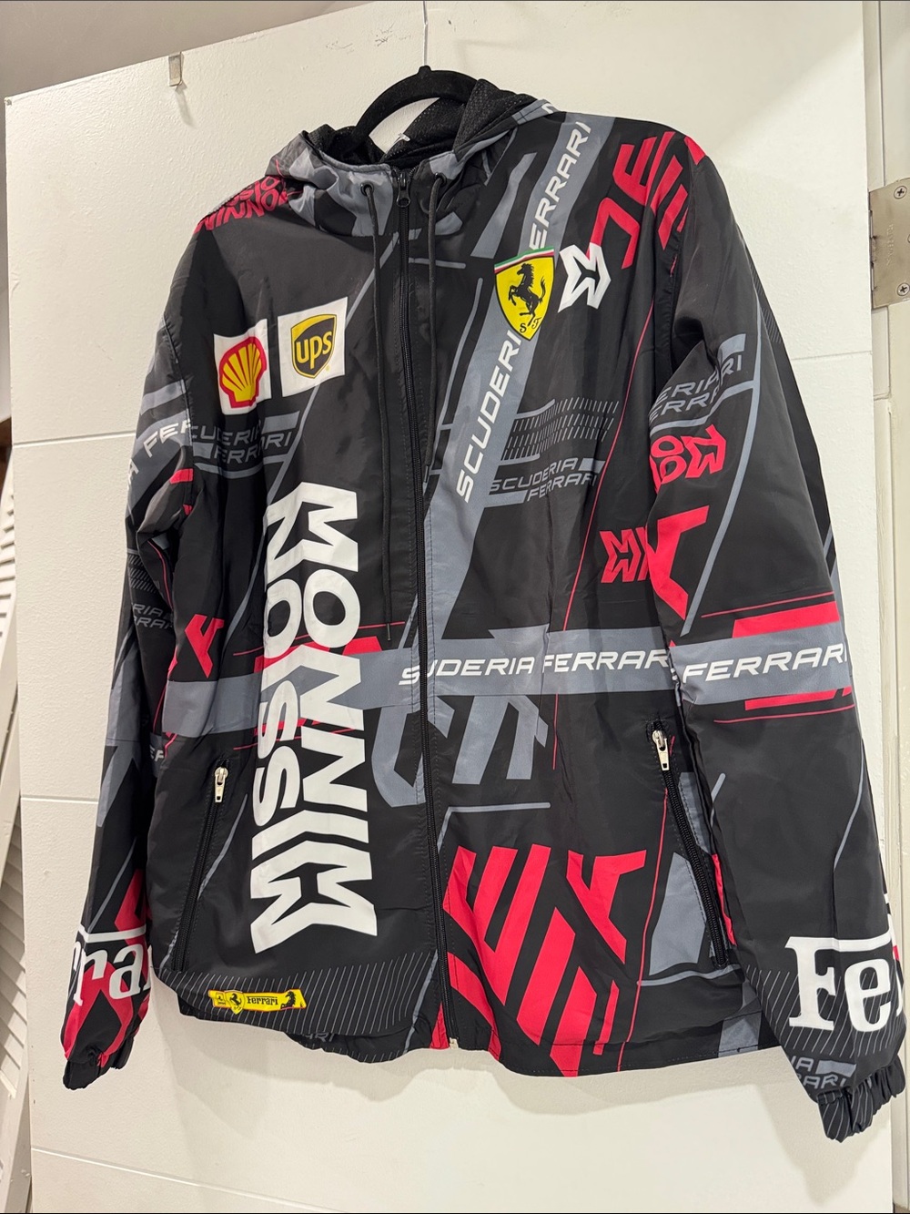 Ferrari Black Jacket with Red & Gray Racing Graphics - Picture 3 of 10